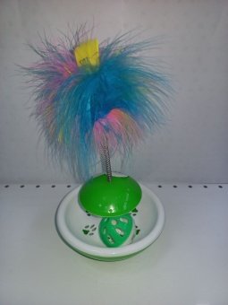 Неваляшка с перьями на пружине с кошачьей мятой 12,3*21см  фото, цены, купить