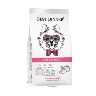 Best Dinner мелкие породы Аллергия/Пищеварение Телятина с Тыквой 1,5кг  фото, цены, купить