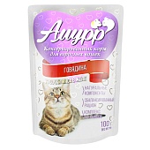 Амурр пауч 100г кусочки говядины в желе для кошек фото, цены, купить