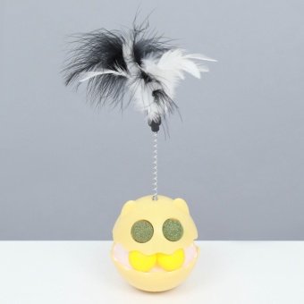 Неваляшка с перьями на пружине с кошачьей мятой 12,3*21см  фото, цены, купить