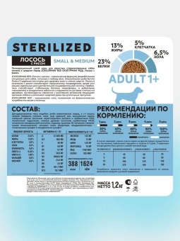 Zoogurman Red  для взрослых стерилизованных собак мелких и средних пород с лососем и рисом 1,2 кг фото, цены, купить