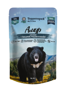 Территория Амур Говядина, рубцом и клюквой для собак 85г фото, цены, купить