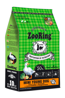 ZooRing Mini Puppy Junior Утка с рисом,глюкозамин+Хондроитин для щенков мини пород  10кг фото, цены, купить