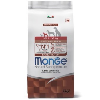 Monge Speciality Line Monoprotein сухой для щенков мелких пород Ягнёнок/Рис 2,5кг фото, цены, купить