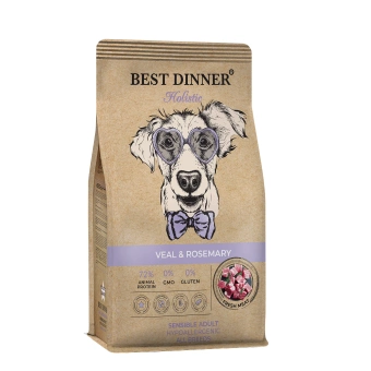 Best Dinner Holistic Sensible Hypoallergenic с телятиной, розмарином для всех пород собак 3кг фото, цены, купить