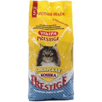 Сибирская Кошка "Ультра PRESTIGE" 5л +20% ПОДАРОК (Силикагель+Минеральный) фото, цены, купить